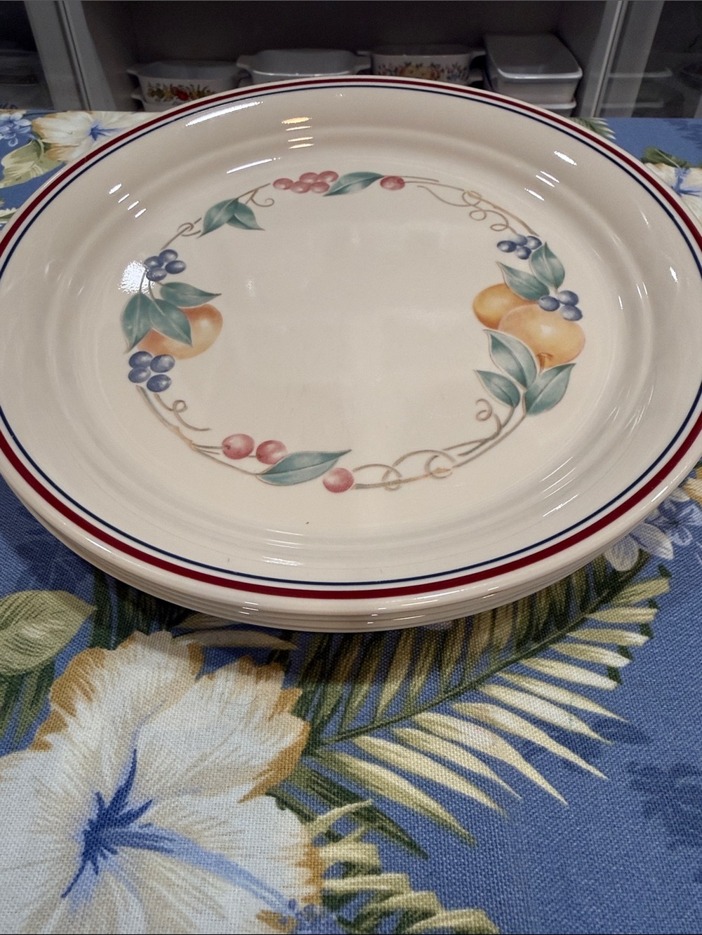 Four Corelle Abundance Cream Dinner Plates